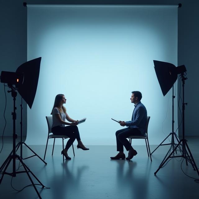 Set interviste corporate con luci professionali